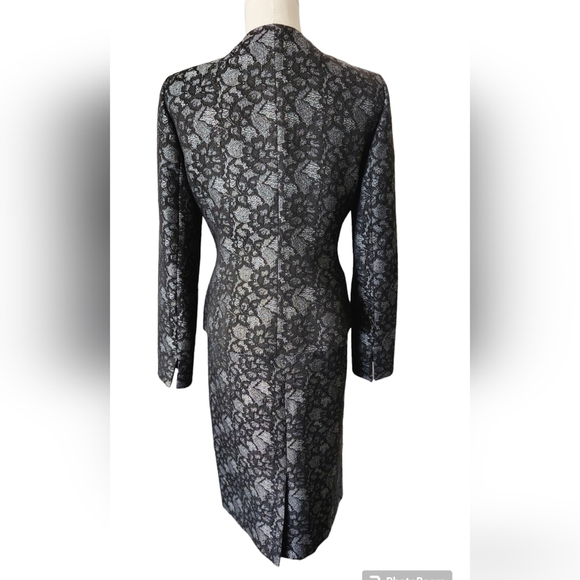 Le Suit Skirt Suit - Black Lace Look - Size 4 - Picture 15 of 15